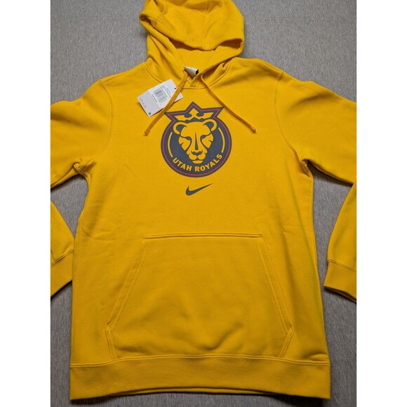NIKE UTAH ROYALS MEN'S CLUB P.O. YELLOW SOCCER HOODIE SIZE S MEN NWT $75.00 - Picture 2 of 7